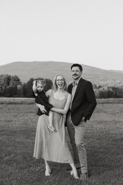 Jessica, Corey and Emme on a family walk in Vermont, photographed by Jess Rene Photos